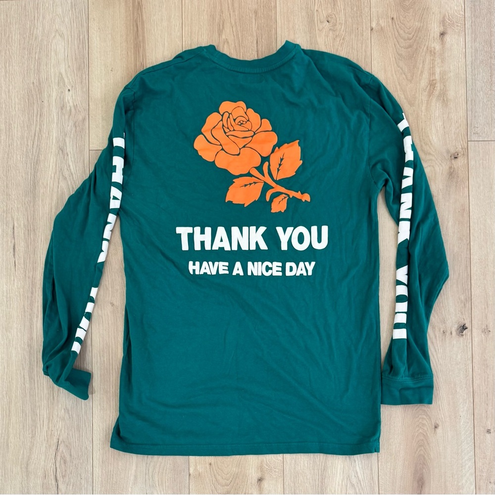 Chinatown Market Thank You Long Sleeve T-Shirt XXL Green Streetwear Graphic Tee